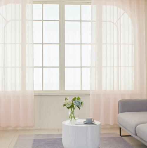 Vitrage roze met plooiband 200 x 260 cm