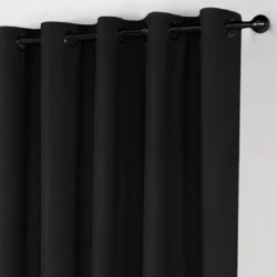 George extra dik verduisterend gordijn Zwart met Ringen