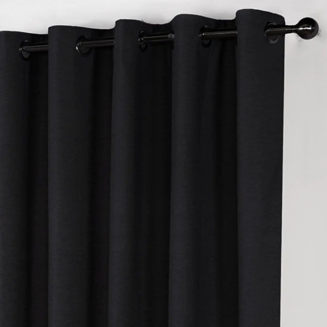 George extra dik verduisterend gordijn Zwart met Ringen