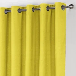 Lemoni helder geel dik gordijn met ringen voor roede