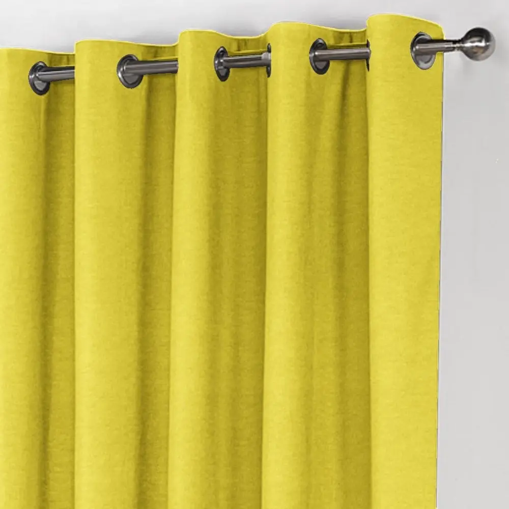 Lemoni helder geel dik gordijn met ringen voor roede