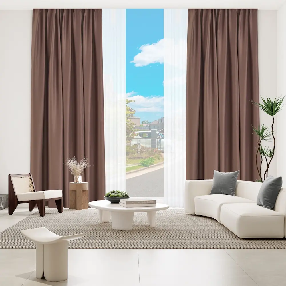Elsa verduisterend gordijn Donker taupe woonkamer