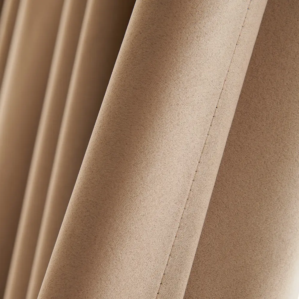 Lemoni Licht taupe semi-verduisterend gordijn stof zijkant