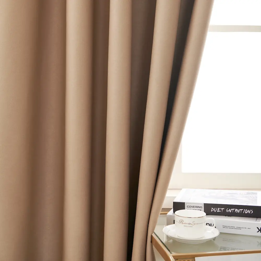 Lemoni Licht taupe semi-verduisterend gordijn stof midden links