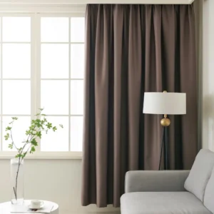 Lemoni verduisterend gordijn met plooiband - Donker taupe - woonkamer