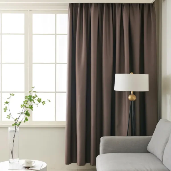 Lemoni verduisterend gordijn met plooiband - Donker taupe - woonkamer