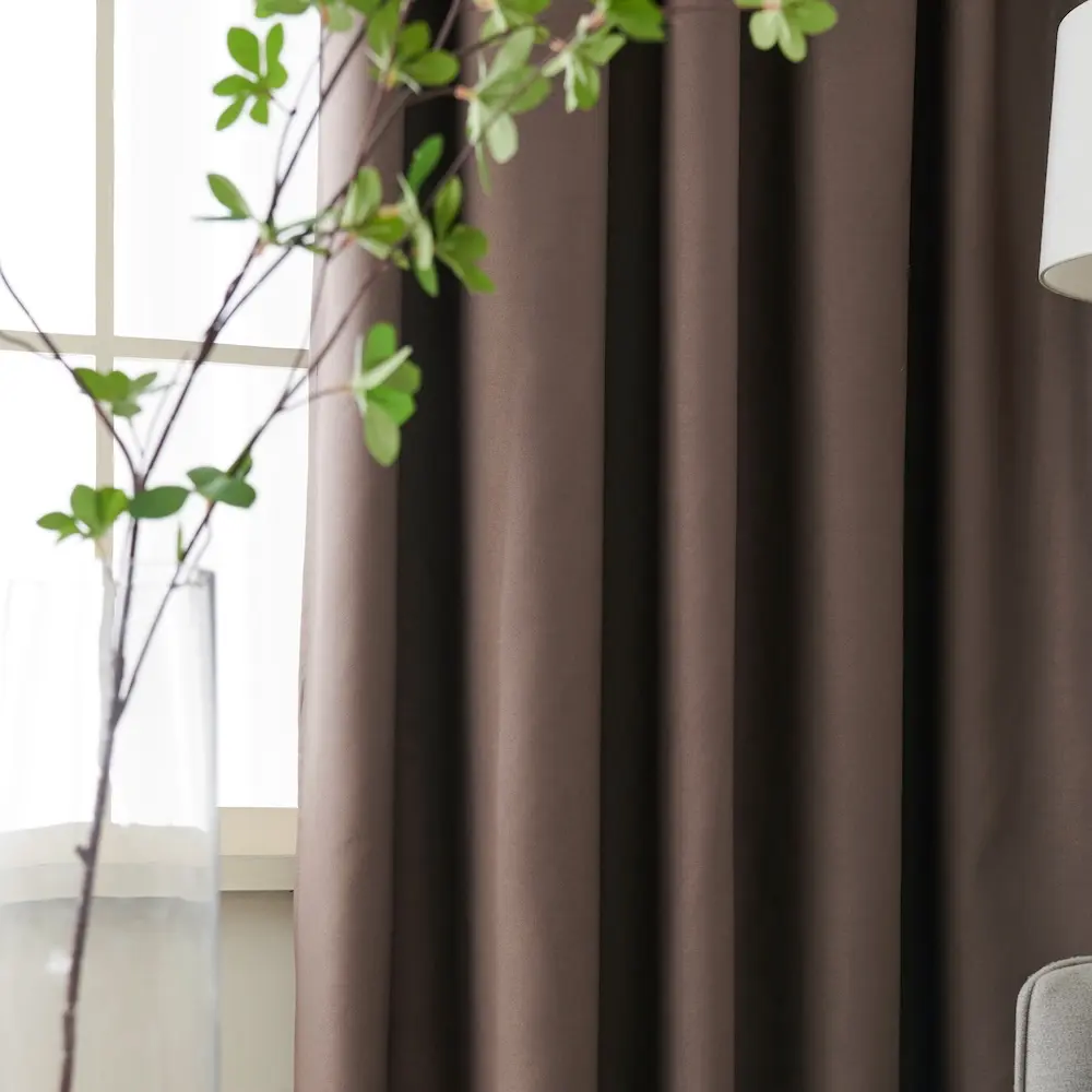 Lemoni verduisterend gordijn met ringen - Donker taupe - hangend - woonkamer