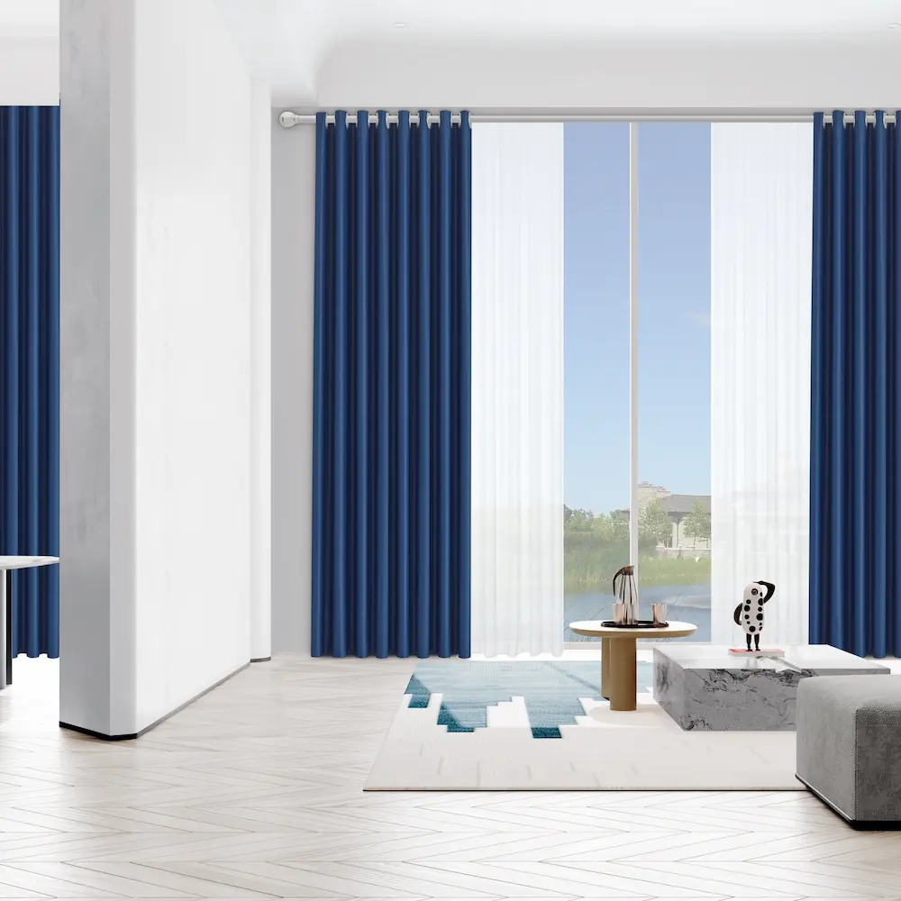 Ruben verduisterende gordijnen donker blauw woonkamer