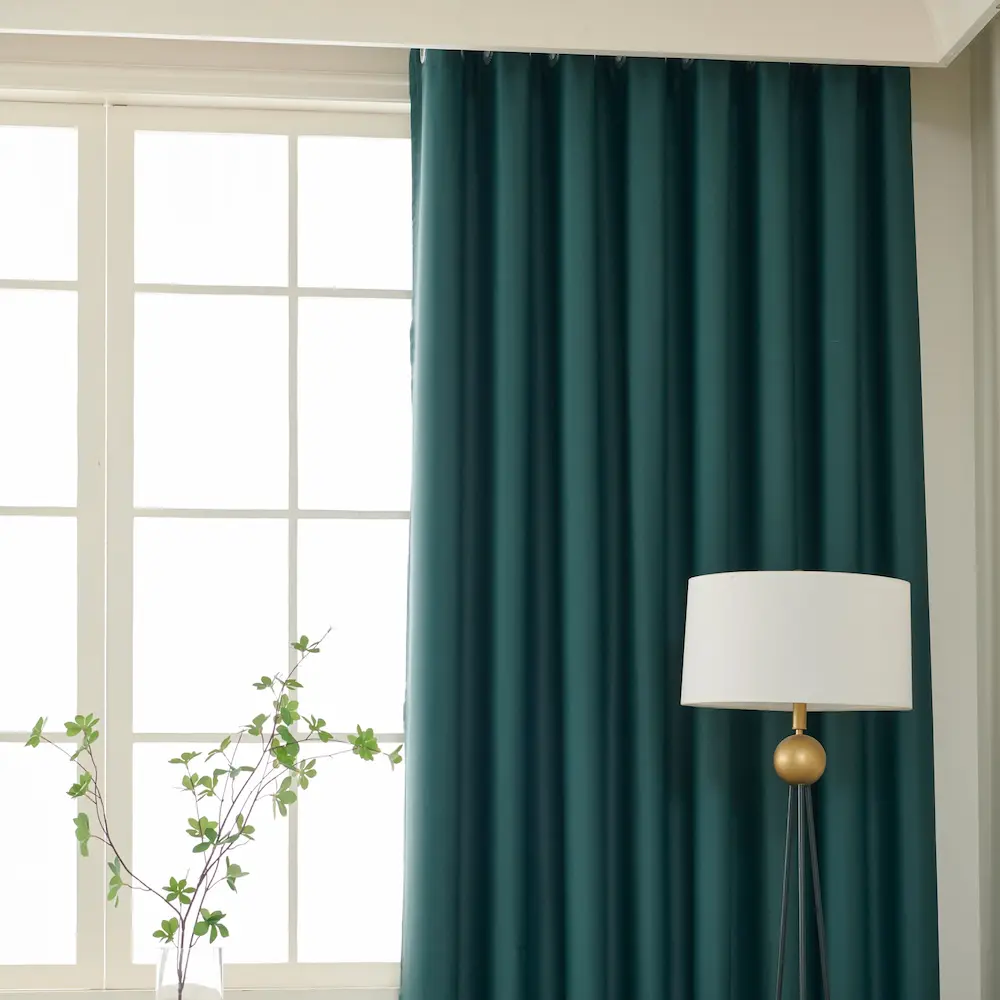 Ruben verduisterende gordijnen met ringen donker groen bovenkant