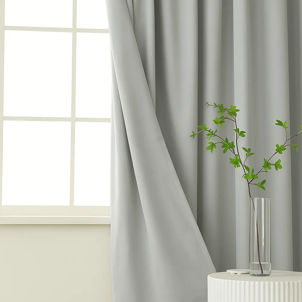 Lemoni Licht grijs semi verduisterend kant en klaar gordijn hangend woonkamer