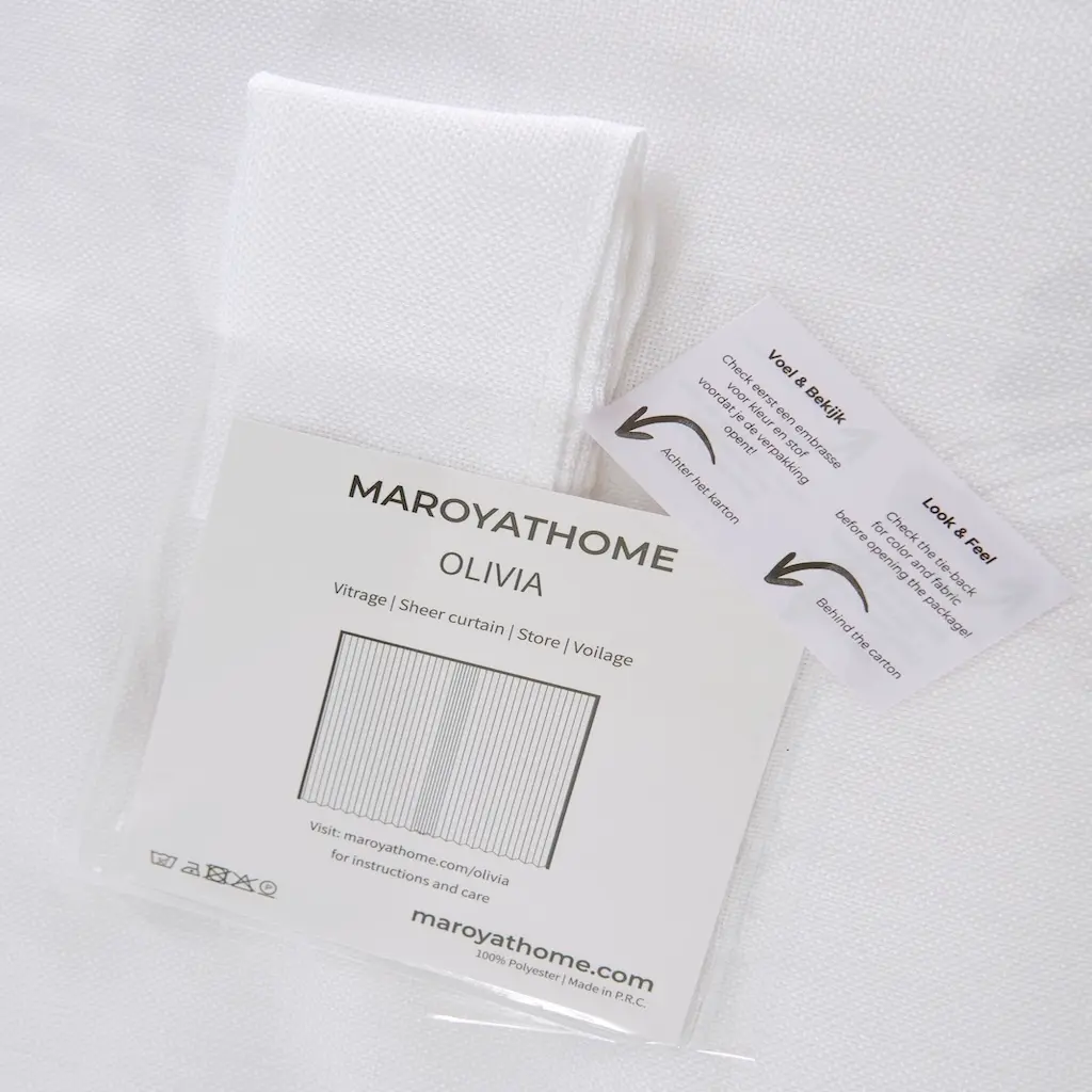 Olivia vitrage Helder wit - linnen looks - met embrasse