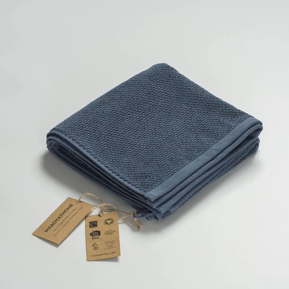 Maroyathome handdoek van 100% katoen in blauw