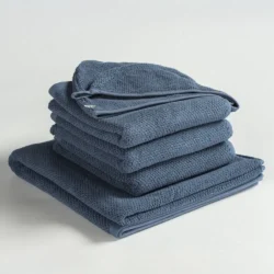 Uno set handdoeken met handdoeken, badlaken en haarhanddoek blauw