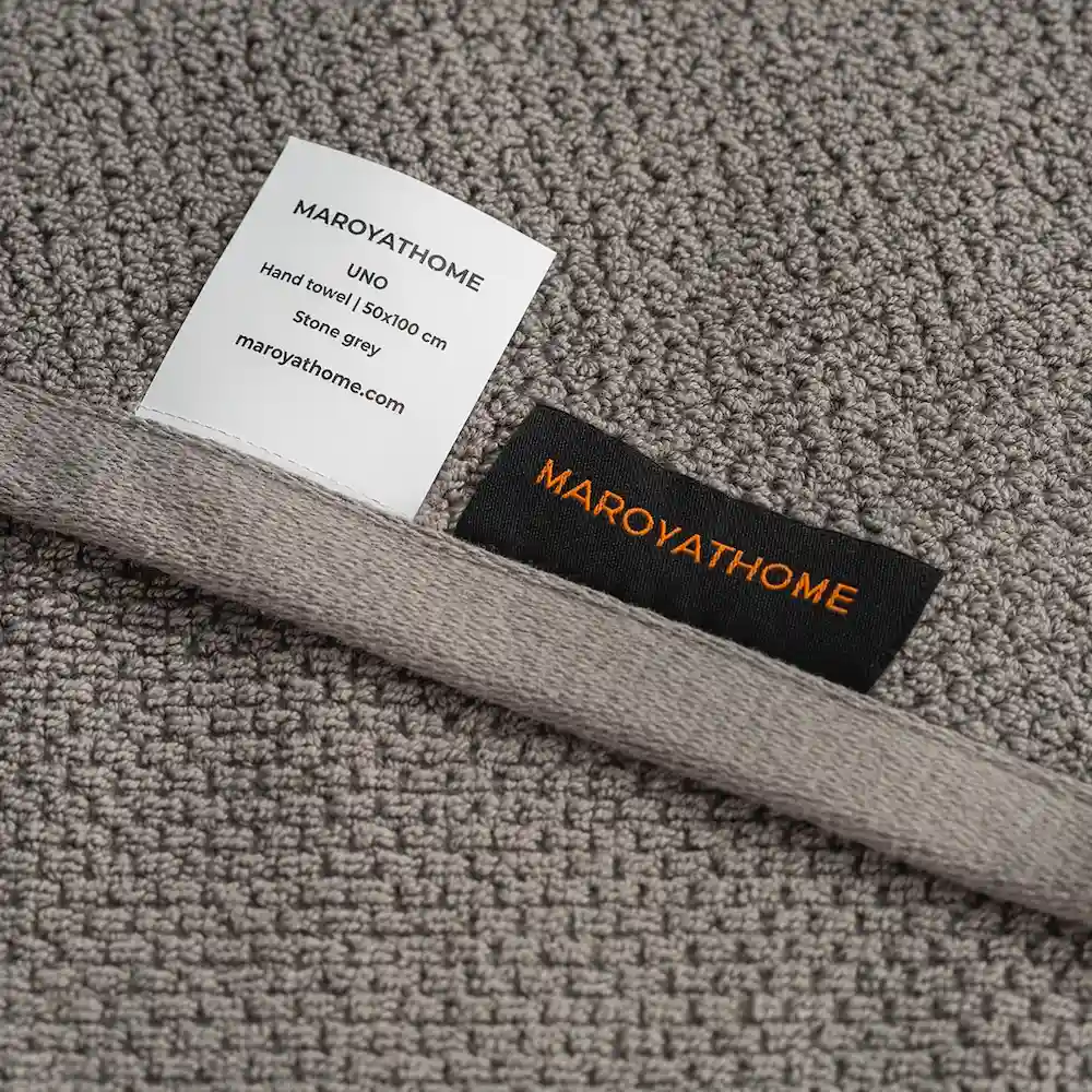 Maroyathome Uno handdoeken grijs 100% katoen en gecertifieerd met GOTS en FAIRTRADE
