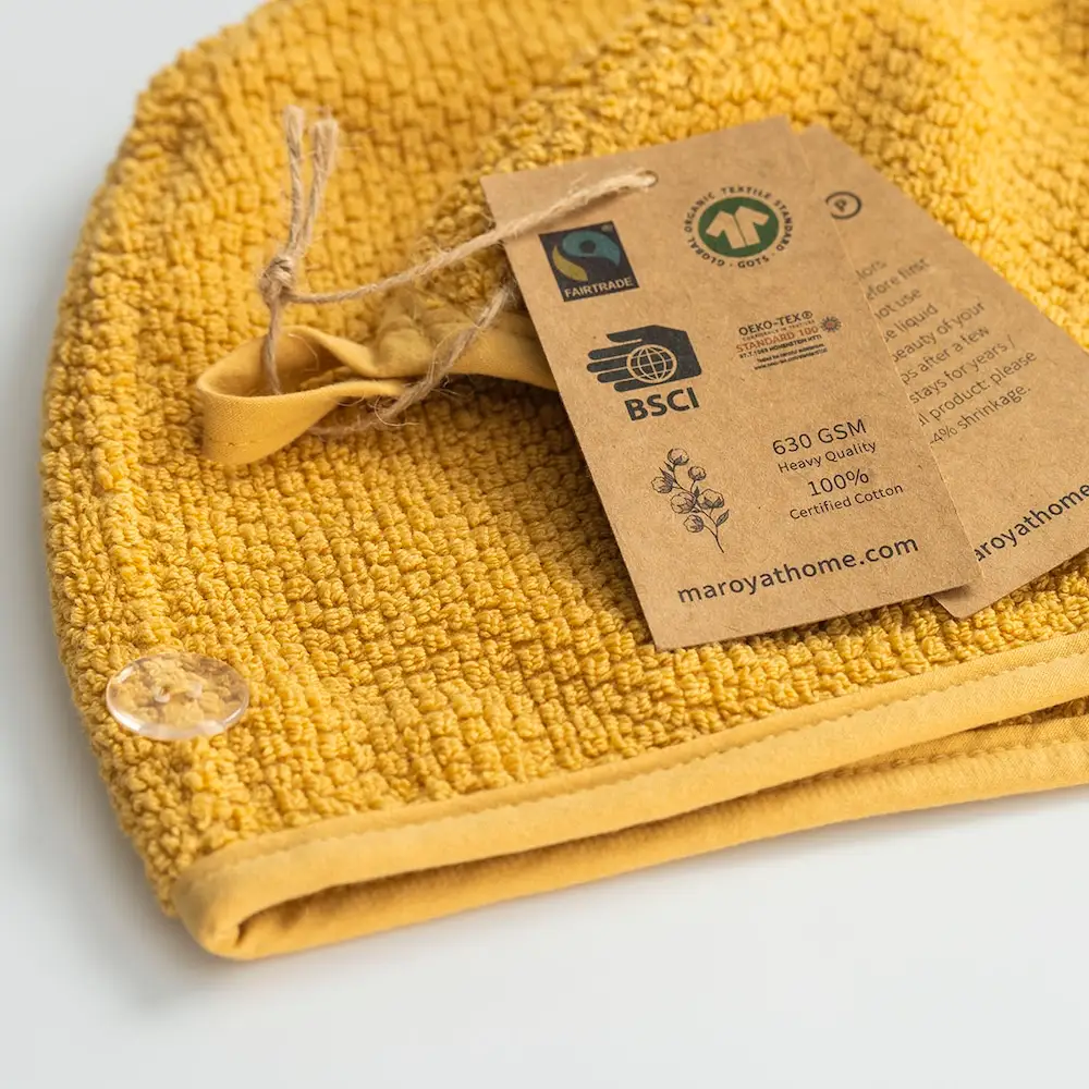 Uno haarhandoek geel detail