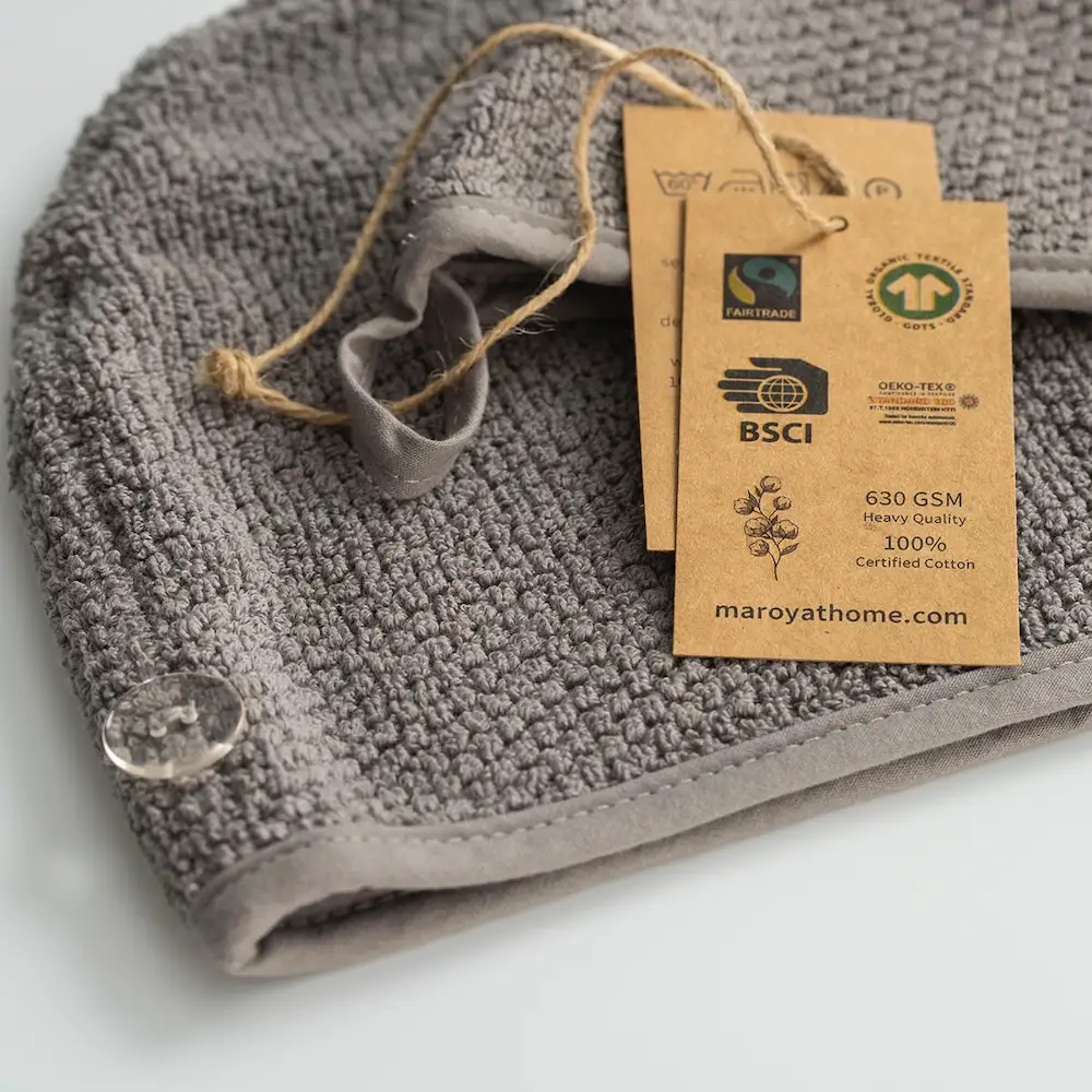 Uno haarhandoek grijs detail