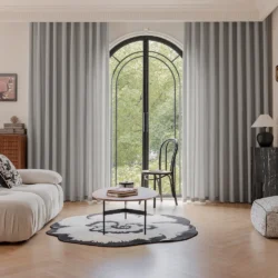 Olivia vitrage licht grijs groen inclusief schelphaken