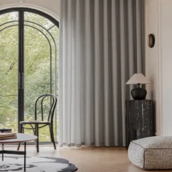 Olivia vitrage licht grijs groen inclusief schelphaken