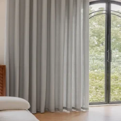 Olivia vitrage licht grijs groen inclusief schelphaken