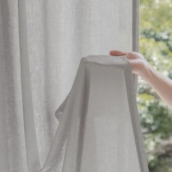 Olivia vitrage licht grijs groen inclusief schelphaken