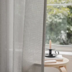 Olivia vitrage licht grijs groen inclusief schelphaken