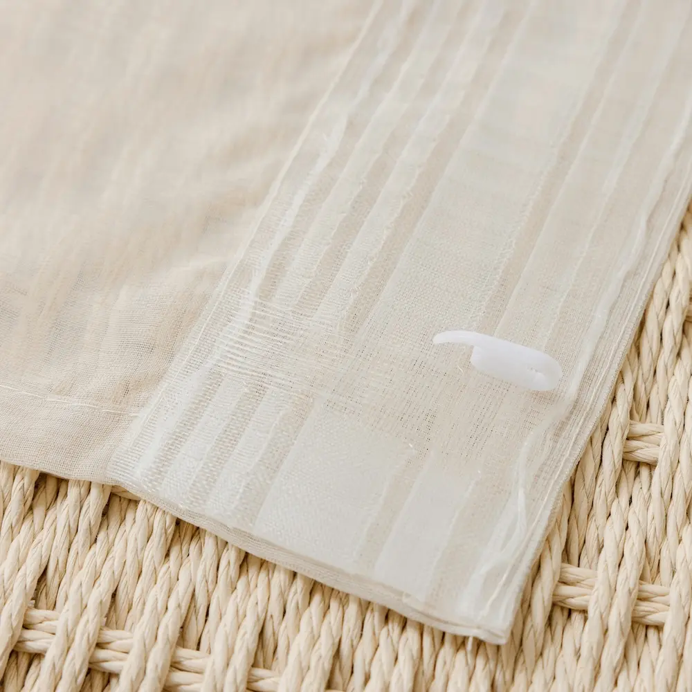 Bibiana vitrage kant en klaar - Beige - met schelphaken