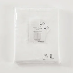 Bibiana vitrage kant en klaar met plooiband - Off White - Volledig afgewerkt en afgezoomed. Met loodveter. Voorbeeld in verpakking