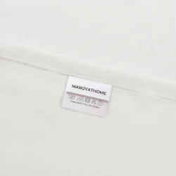 Bibiana vitrage kant en klaar met multifunctionele plooiband - Off White. Merklabel en wasinstructies.