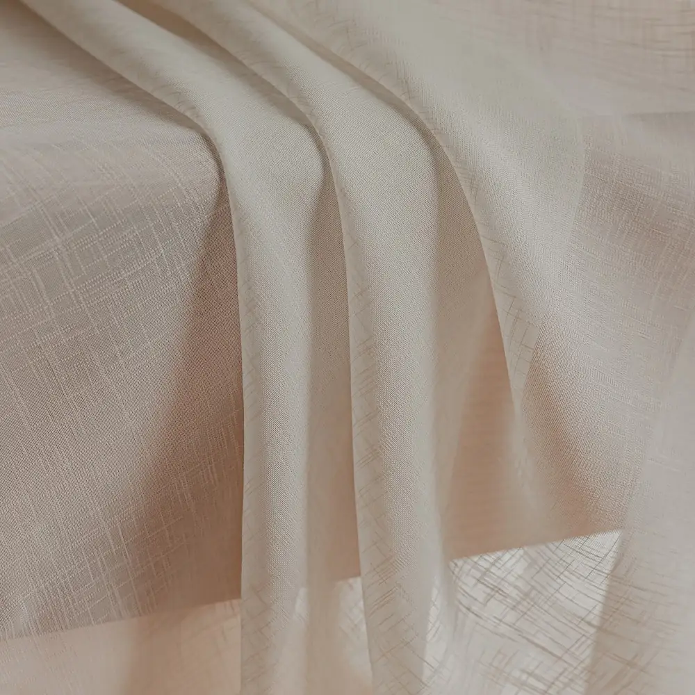 Bibiana kant en klaar vitrage Creme - met loodveter. Katoen geweven patroon.