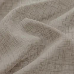 Bibiana kant en klaar vitrage Zandsteen Taupe - Naturel - met loodveter. Inclusief schelphaken en embrasse. Katoen geweven motief.