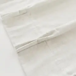 Marion 100% verduisterend Off White linnen gordijn. Detail dubbele plooi.