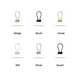 Embrasse 24 cm kleuren beige, bruin, goud, wit, zilver en zwart. Voor vitrage en gordijnen tot 150 cm. breed.