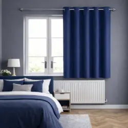 Ruben Donkerblauw verduistererende gordijnen met ringen kant-en-klaar lengte 180 cm
